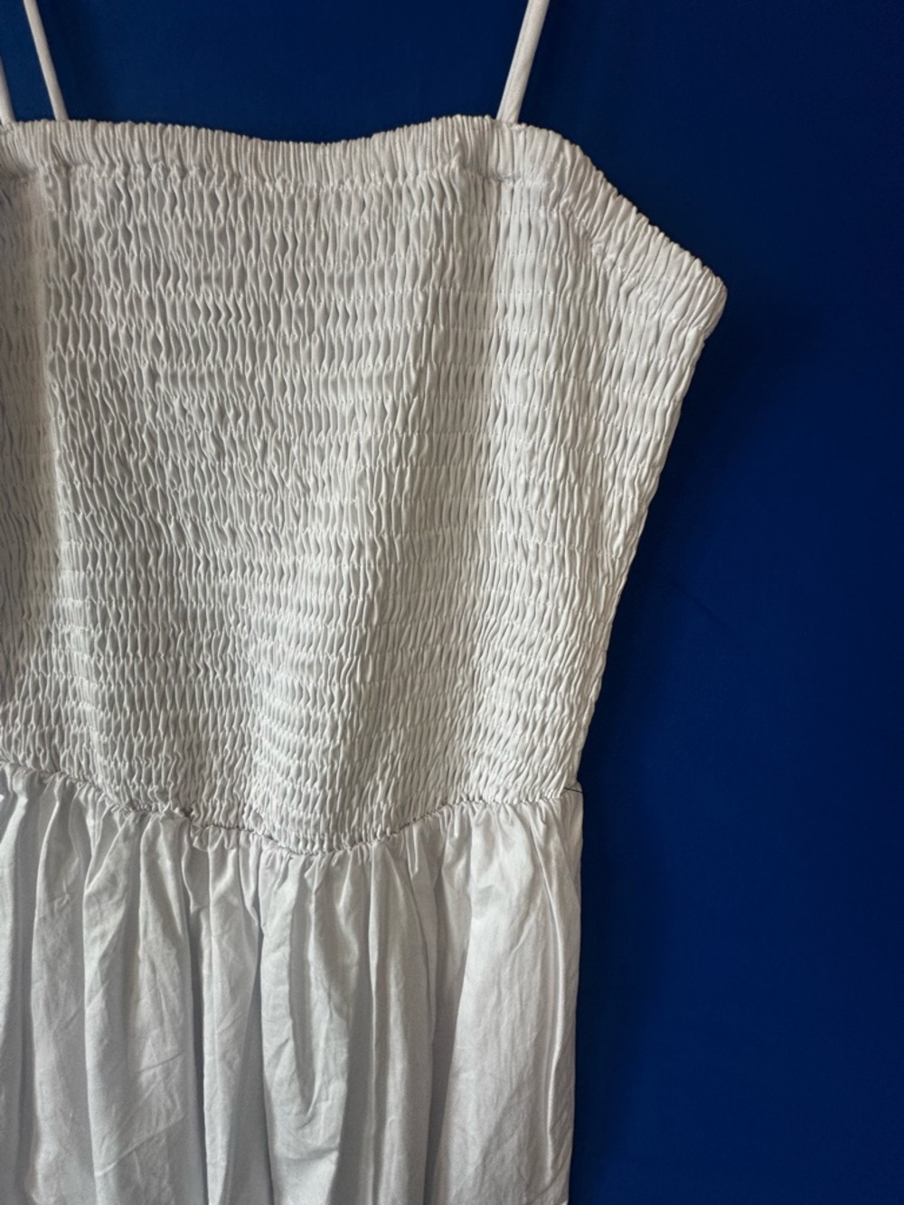 Astr White Smocked Midi Dress with Spaghetti Straps - Picture 3 of 6